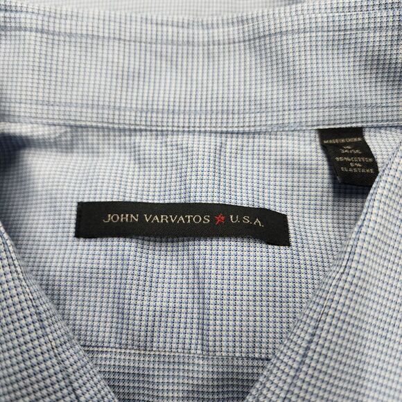 John Varvatos Star USA Men's Dress Shirt Size 18 34/35 Blue Regular Fit Stretch - Picture 4 of 14